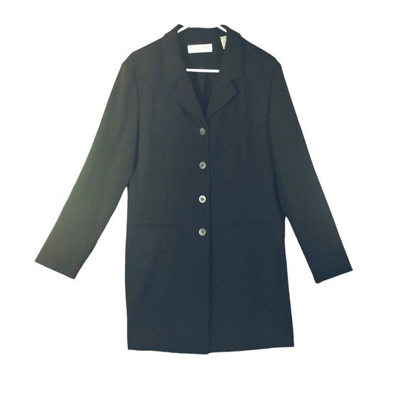 Valerie Stevens Dresses & Skirts - Valerie Stevens Coat Dress Women's 14 Long Sleeve Button Up Poly Lycra Black VTG